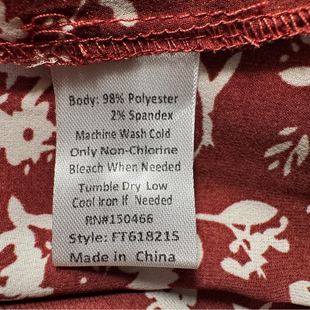 Women's Rust Floral Print Top Size Small - Picture 9 of 14